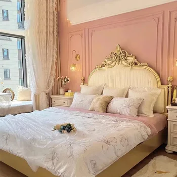 Уникальная роскошная кровать для хранения вещей для девочек, двуспальная кровать с двумя односпальными кроватями, белая Роскошная мебель для супружеской комнаты из натуральной кожи Cama
