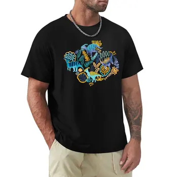 Футболка с гуашевыми паразавролофусами, летние топы, футболки для мальчиков, одежда в стиле хиппи, Короткая футболка, мужская футболка