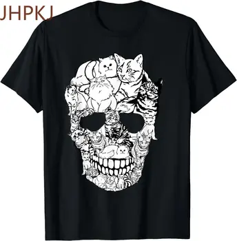 Футболка с черепом JHPKJCat - костюм Китти Скелет на Хэллоуин, футболка с черепом кошки