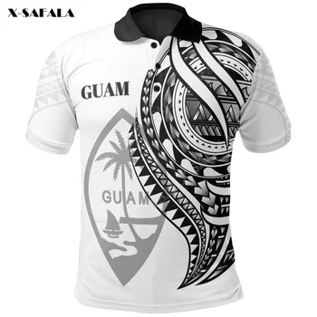 Черный цвет, Полинезийские узоры, Лучшая мужская рубашка поло с 3D-принтом на Гуаме, повседневная Роскошная Летняя футболка с отворотом для вечеринки