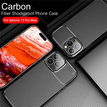 Чехол Iphone15 Pro матовый чехол из углеродного волокна для Iphone 15 Pro Max ipone 15 Plus 15Pro ProMax мягкий силиконовый противоударный бампер shell