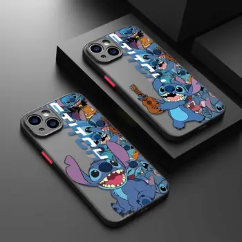 Чехол Для Телефона iPhone 15 14 13 12 11 Pro Max 6 6S 7 8 Plus SE 2022 XS XR X 12 Mini Hard Matte Shell Disney Anime Cute Stitch