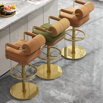 Европейские легкие роскошные барные стулья, креативный барный стол, вращающийся высокий стул, барная мебель, индивидуальность, высокие барные стулья с домашней спинкой, 1