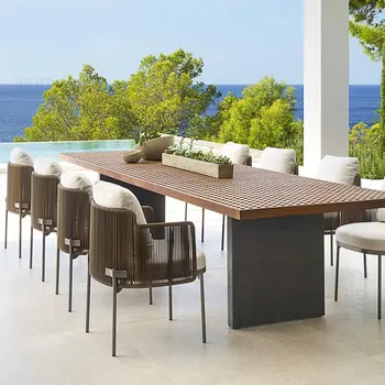 Скандинавский набор садовой мебели Дизайнерский ротанговый стул для отдыха на вилле во внутреннем дворике, стол для дома, сада и террасы, набор стульев L 1