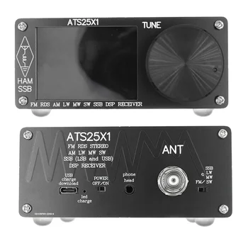 ATS25X1 Si4732 Многополосный радиоприемник FM LW (MW SW) SSB + 2,4-дюймовый Сенсорный ЖК-дисплей + Штыревая антенна + Аккумулятор + USB-кабель + Динамик 2