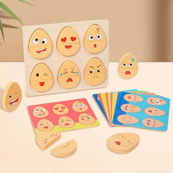 Выражения лица Яйца Несколько режимов игры Веселые Игрушки Монтессори Пазлы с эмоциями Игрушки для раннего развития в форме яйца для детей 2
