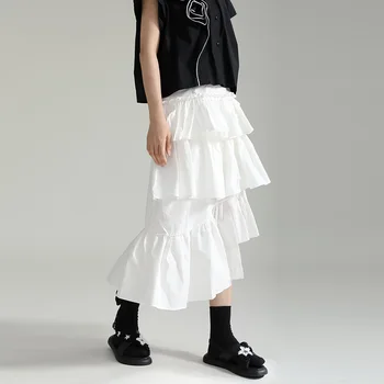 Многослойная юбка для торта SuperAen с высокой талией, летняя новинка 2023, женская длинная юбка трапециевидной формы с эластичной резинкой на талии 2