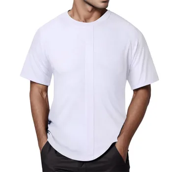 Спортивная рубашка с коротким рукавом, мужская летняя футболка с коротким рукавом, однотонный пуловер, рубашка с принтом коровы, футболки из спандекса для мужчин 2