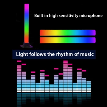 RGB Smart LED Light Bar Лампа для управления приложением Звукосниматель Музыкальный ритм Атмосферное освещение для компьютерных игр Декор рабочего стола Красочная лампа 3