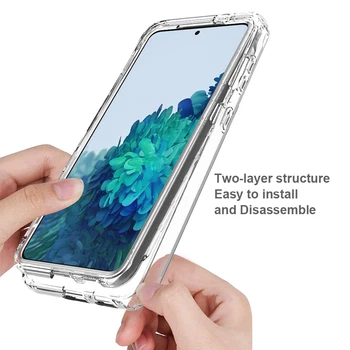 Роскошный чехол для телефона Samsung Galaxy S21 Plus с защитой от покрытия, Ударопрочный прозрачный цельный нескользящий жесткий чехол из ТПУ для защиты от падения 3