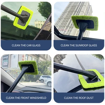 Щетка для мытья окон автомобиля, Средство для мытья лобового стекла, Внутренний Стеклоочиститель с длинной ручкой, автомобильные аксессуары 3