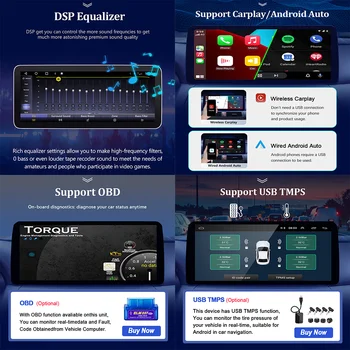 Для Nissan Teana 2019-2021 12,3-дюймовый автомобильный мультимедийный видео-радиоплеер Android 13 Carplay GPS QLED Навигация Стерео DSP инструменты 4