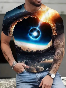 Модная летняя футболка с изображением Орла и огненного Феникса с 3D-принтом, Мужская футболка с круглым вырезом и коротким рукавом, топ оверсайз 4