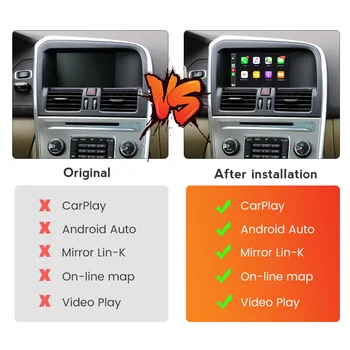 Беспроводной Apple CarPlay Для VOLVO XC60 2012 2013 Моделей до 2014 года Android Auto Mirror Link AirPlay Функция Car Play Подключи и играй 5