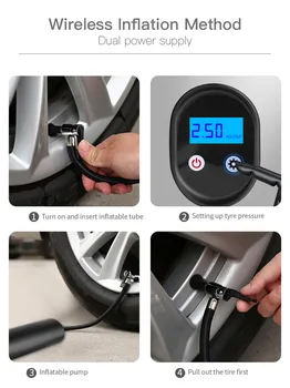 Для велосипедных Автомобильных Мотоциклетных шин Надувная игрушка-мяч Аварийный Накачиватель Электрический Портативный насос Светодиодная подсветка 5