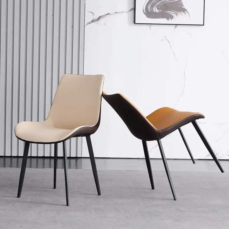 Простой стул со спинкой, удобный кожаный обеденный стул, бытовой утюг, искусство скандинавского минимализма, современный скандинавский ресторанный стул