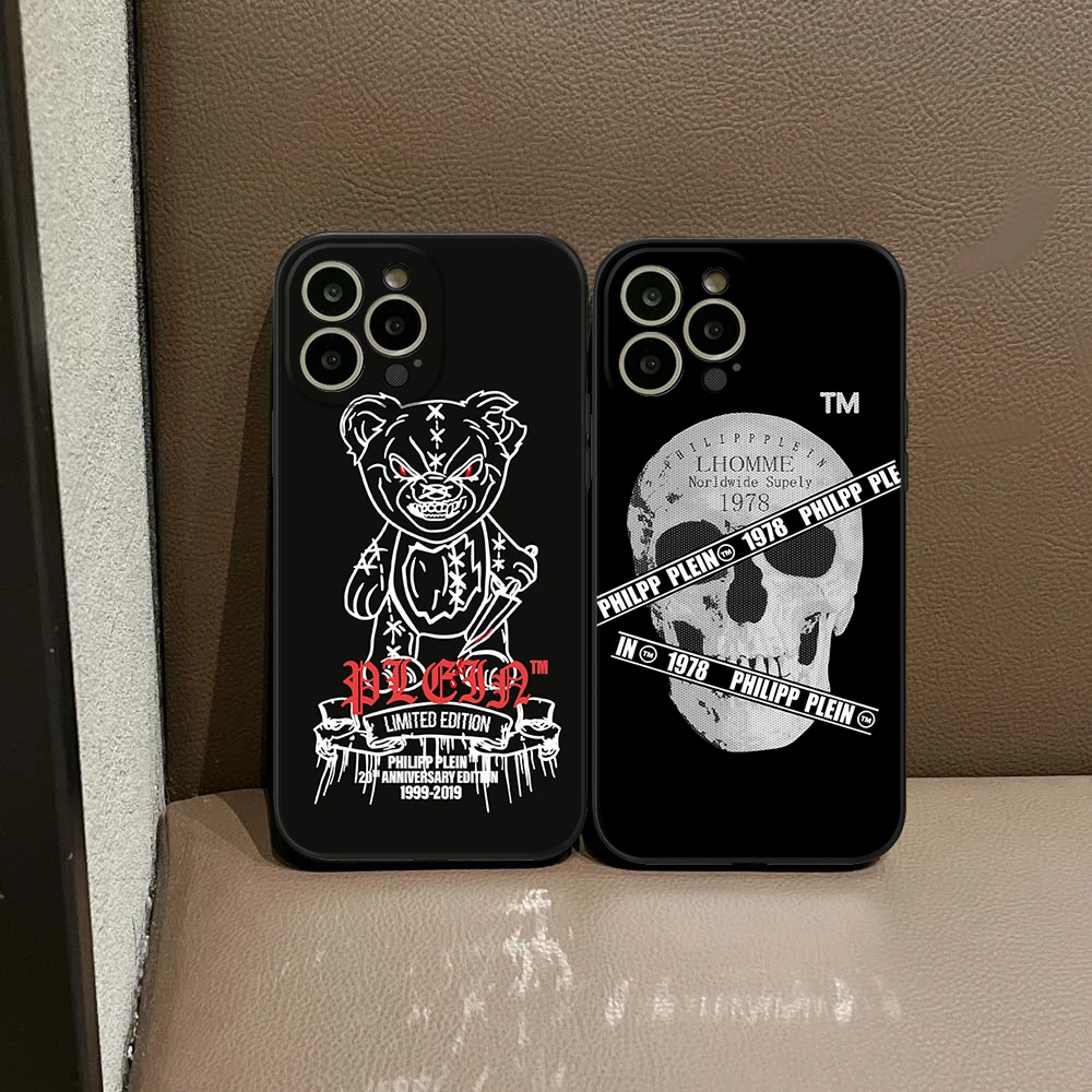 Для iPhone 15 Роскошный Чехол Ins Horror skull Для телефона iPhone 14 11 12 Pro 8 7 Plus X 14 Pro MAX SE XR XS 13 MINI qp Philipp Cover 4