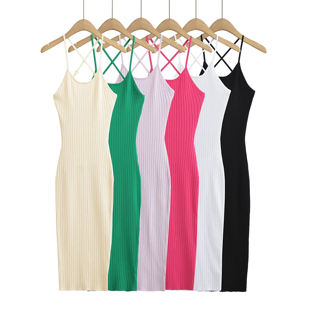 Летние трикотажные платья высокой плотности для женщин 2023, сексуальное платье Vestido, Вязаный пуловер, облегающие платья без рукавов