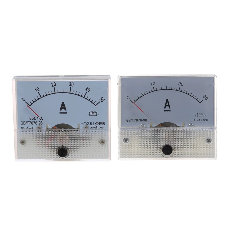 2 шт Аналоговый измеритель тока 85C1, амперметр, 1 шт постоянного тока 0-50A и 1 шт постоянного тока 30A