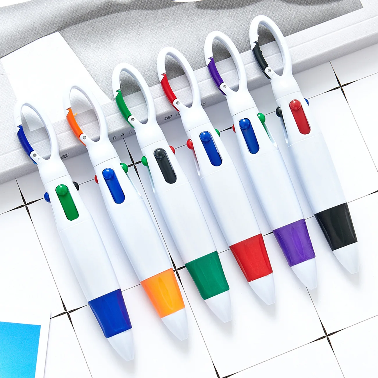 14ШТ Альпинистская пряжка, четырехцветная прыгающая пластиковая шариковая ручка, портативная карманная ручка, подарочная ручка