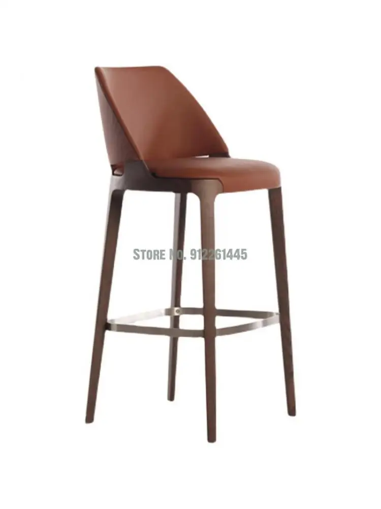 Барный стул из массива дерева легкий роскошный Американский барный стул простой стул на стойке регистрации Скандинавский барный стул с высокой спинкой и высокой перекладиной для ног
