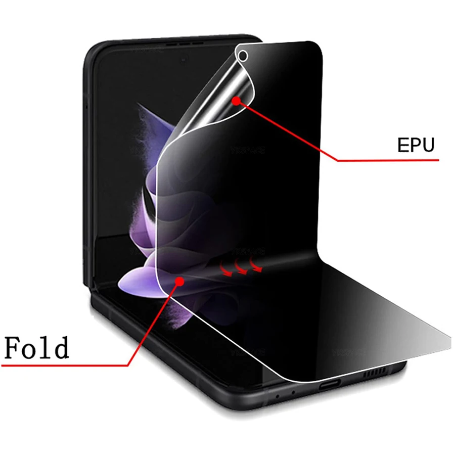 Мягкая EPU Внутренняя Защитная Пленка Для Экрана Privacy Hydrogel Film Для Samsung Galaxy Z Flip 3 4 5 W23 Flip flip5 Anti-Spy Peeping Glare 3