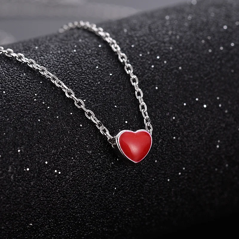 Модное красное ожерелье с каплями глазури в виде сердца любви, свежее ожерелье с ключицами в виде сердца из сладкого персика