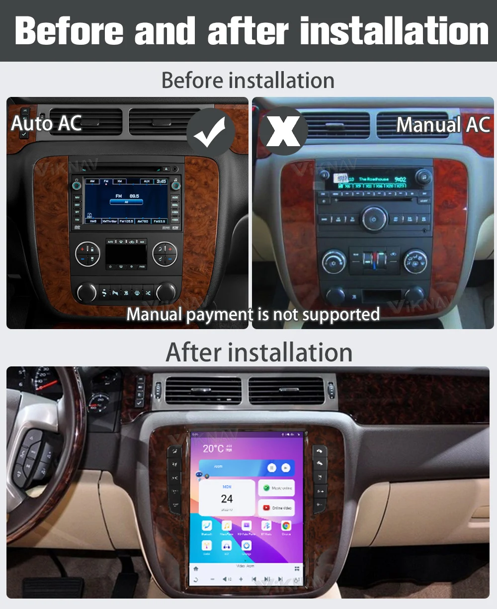 Автомагнитола с сенсорным экраном Android 11 Для GMC-Yukon/Chevy Suburban Tahoe Auto AC 2007-2013 Мультимедийный Плеер Головного устройства Carplay 1