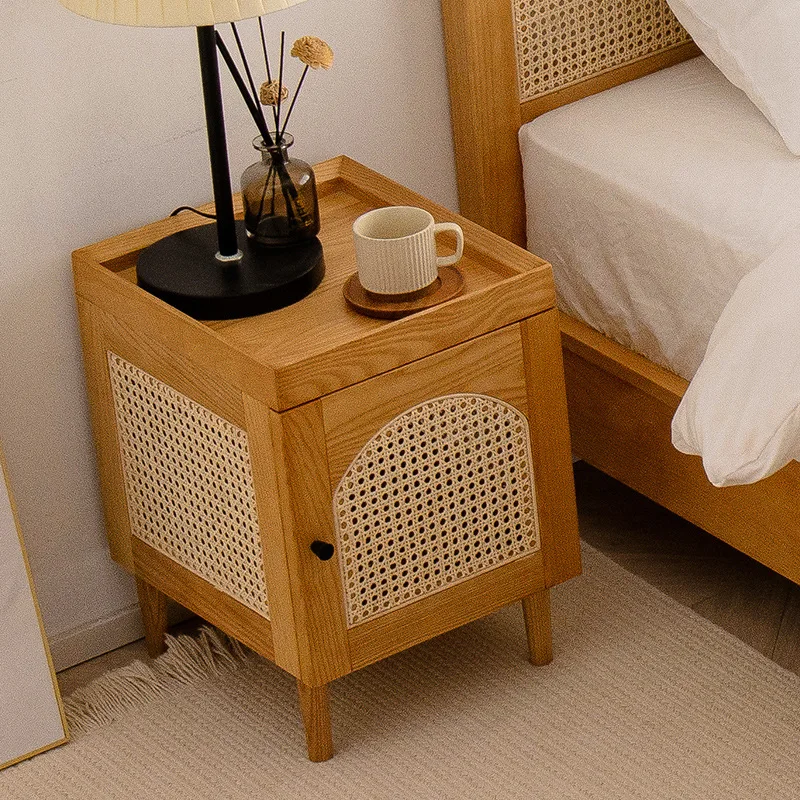 Ткацкий столик из массива ясеня, Подставки для спальни из ротанга, прикроватные тумбочки, Корпусная мебель для дома 3