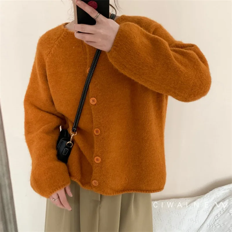 Корейский весенне-осенний новый свитер, куртка, женский простой однотонный вязаный кардиган, мягкий, восковой и свежий. 3