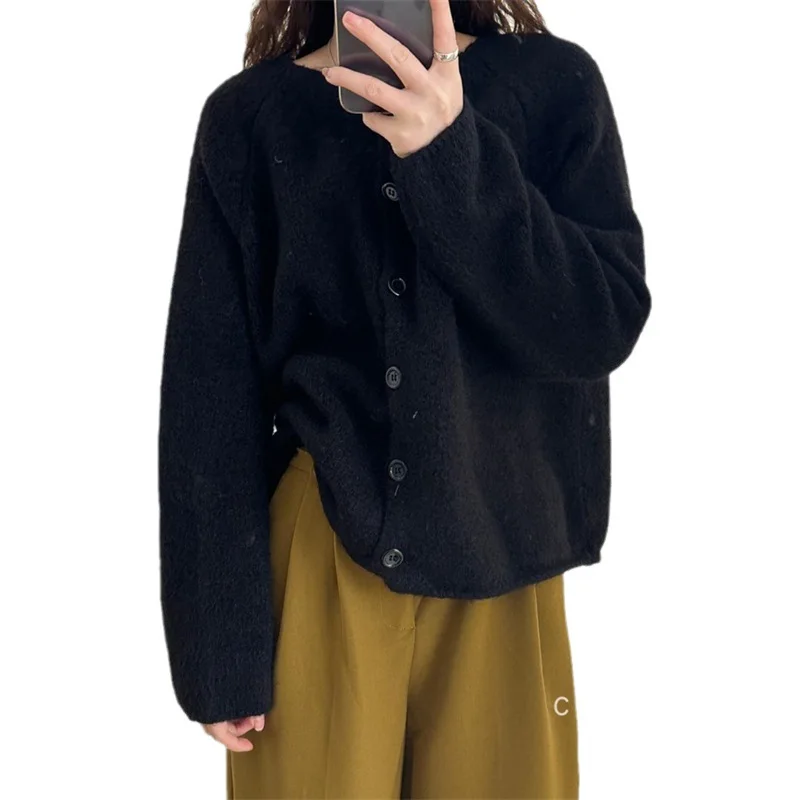 Корейский весенне-осенний новый свитер, куртка, женский простой однотонный вязаный кардиган, мягкий, восковой и свежий. 4