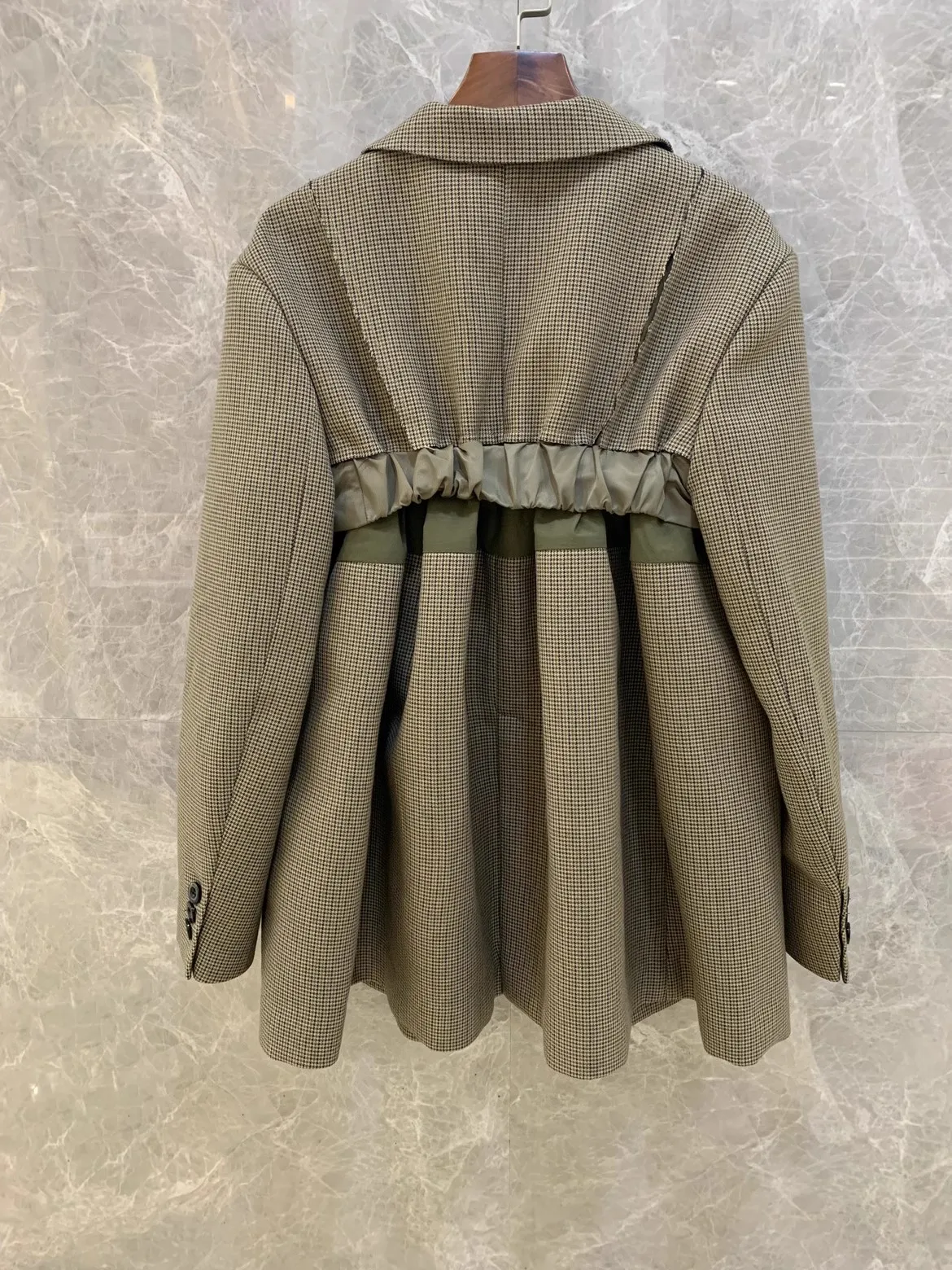 2023FW Осенняя роскошная Новая женская клетчатая куртка в стиле пэчворк, женское шикарное модное шерстяное пальто, верхняя одежда-пачка