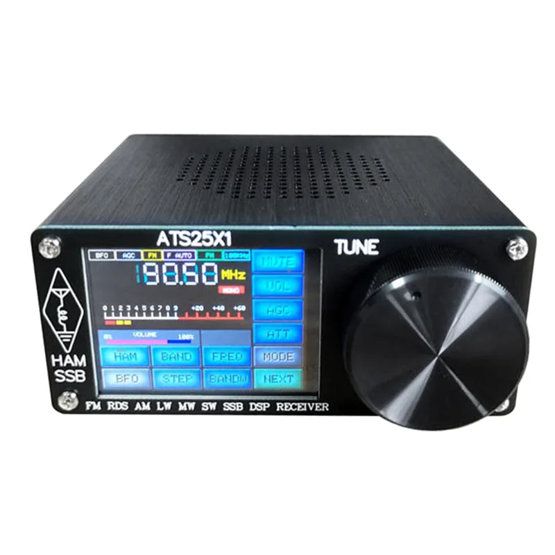 ATS25X1 Si4732 Многополосный радиоприемник FM LW (MW SW) SSB + 2,4-дюймовый Сенсорный ЖК-дисплей + Штыревая антенна + Аккумулятор + USB-кабель + Динамик 5