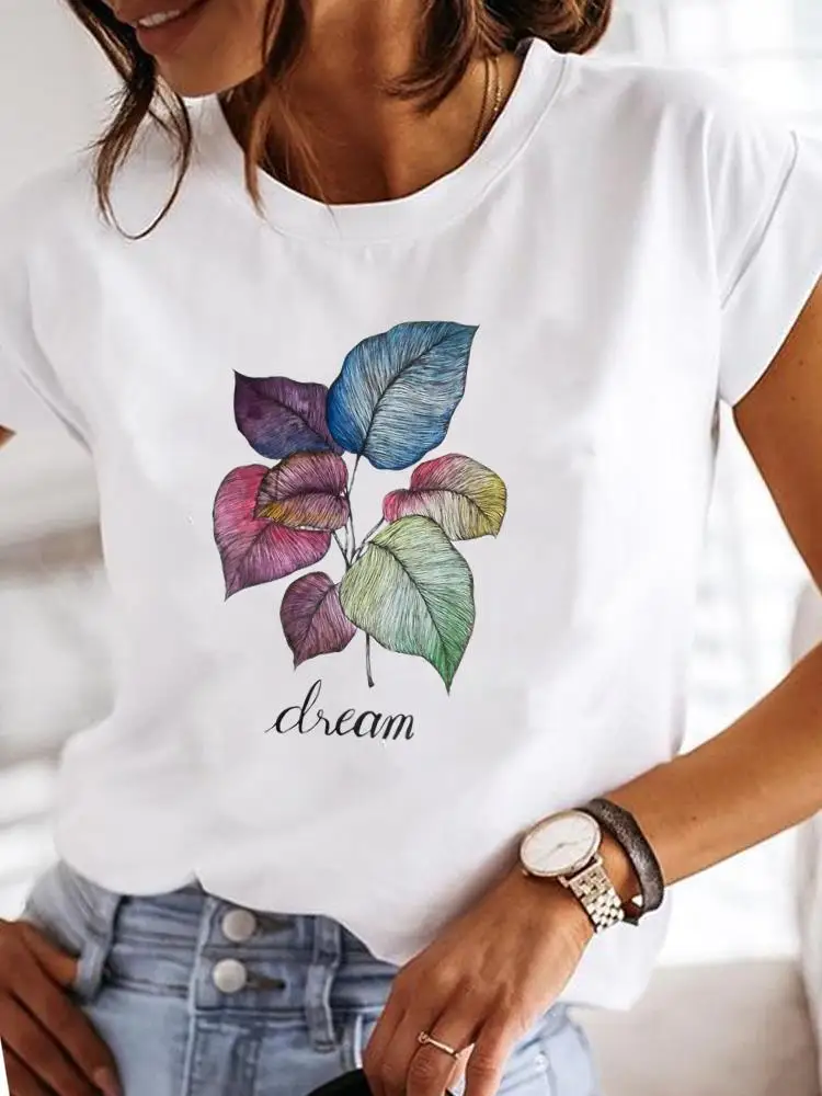 Футболка с изображением растения с буквами, прекрасный тренд 90-х, милая женская модная женская одежда с коротким рукавом, футболка с принтом, Женская одежда, повседневные футболки