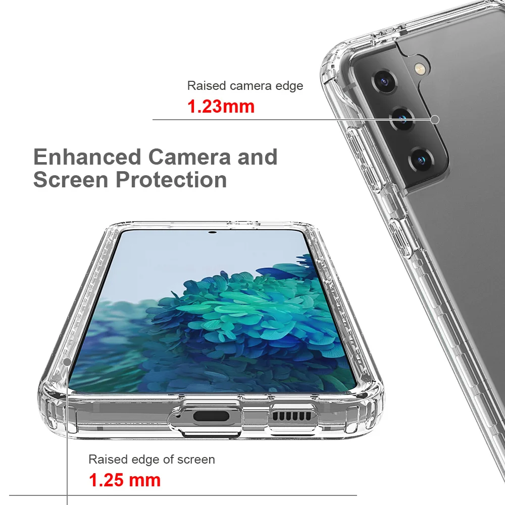 Роскошный чехол для телефона Samsung Galaxy S21 Plus с защитой от покрытия, Ударопрочный прозрачный цельный нескользящий жесткий чехол из ТПУ для защиты от падения 2