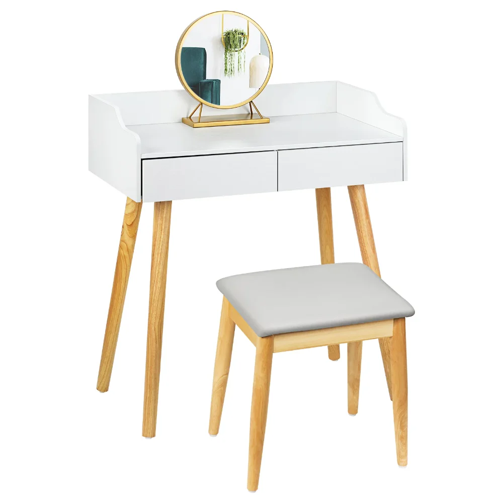 Стол для макияжа с Круглым Зеркалом, Белый, Современная Простота, Изысканное Ощущение Небольшого Шкафа Для Хранения, Встроенный Столик для Макияжа