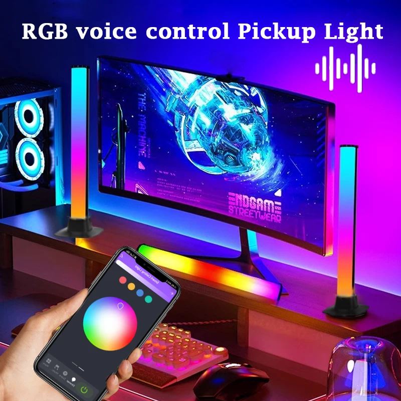 RGB Smart LED Light Bar Лампа для управления приложением Звукосниматель Музыкальный ритм Атмосферное освещение для компьютерных игр Декор рабочего стола Красочная лампа 0
