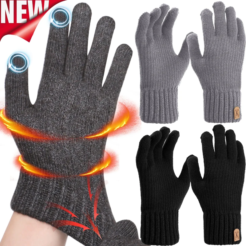Зимние теплые варежки с пятью пальцами, Модные Новые кашемировые перчатки Для мужчин На открытом воздухе, Лыжи, Велоспорт, Мотоцикл, Холодостойкая перчатка для пальцев