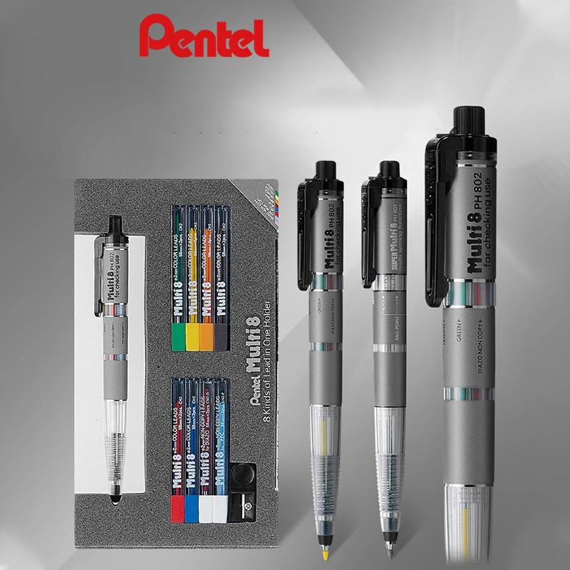 Японский Держатель для карандашей Pentel и набор грифелей, многофункциональная ручка с несколькими + 8 цветными грифелями для рукоделия