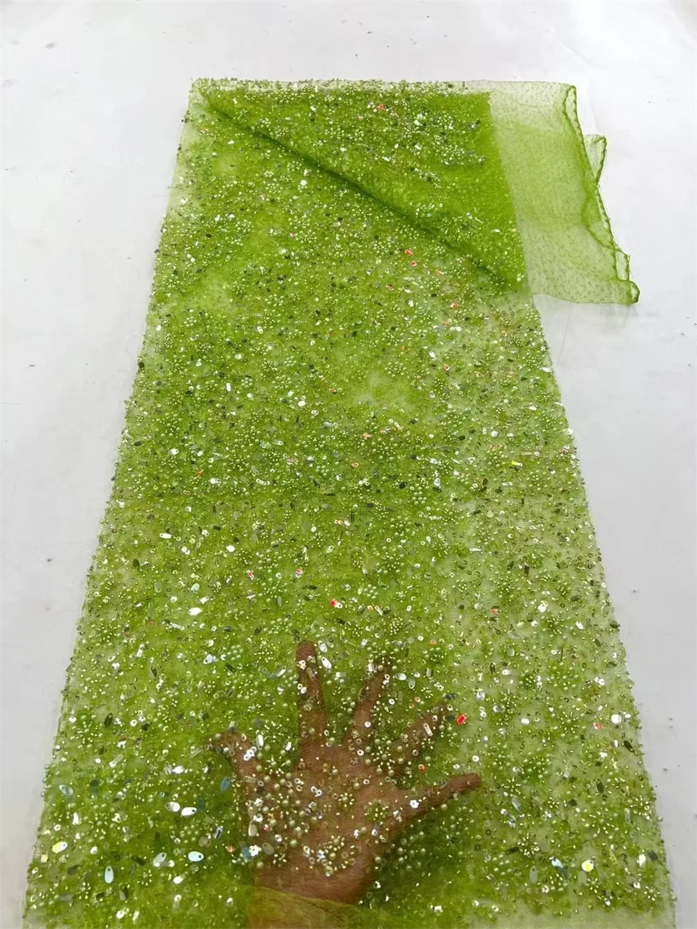 Высококачественная кружевная ткань для свадьбы 2023, кружевная ткань с бисером, Роскошная Вышитая кружевная ткань Austria Sequence, вечернее платье Wp22-3
