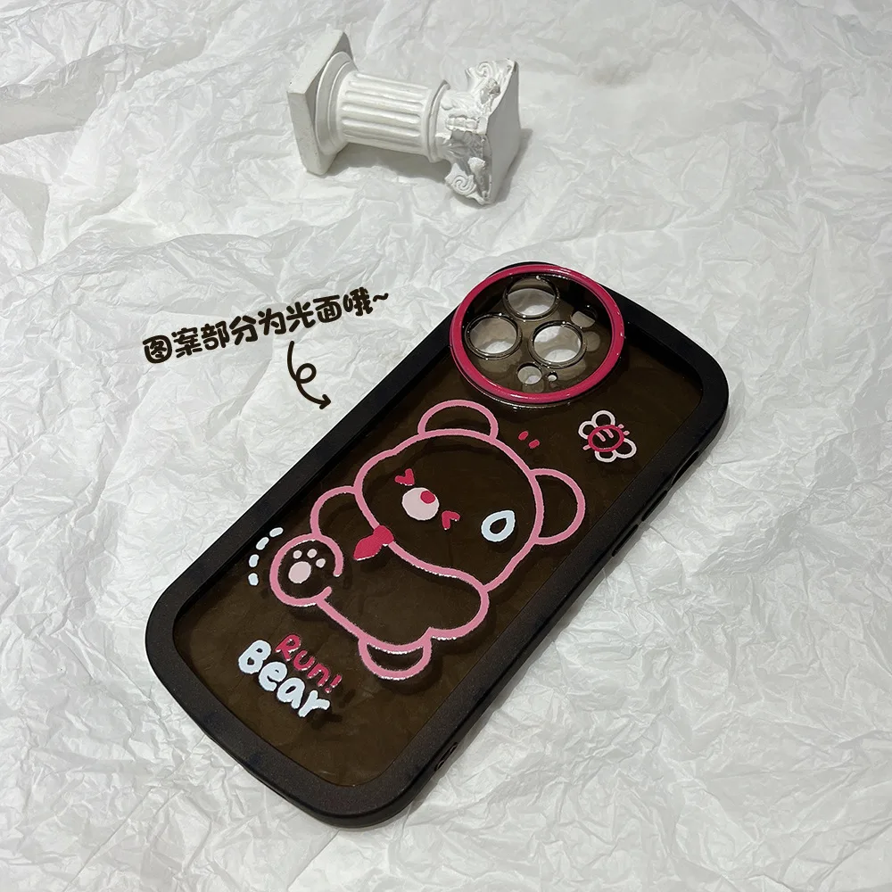 Прозрачный черный Чехол для телефона с мультяшным медведем для iPhone 14 13 12 11 Pro Max PLUS X XS XR SE 2020 С защитой от падения Сзади 3