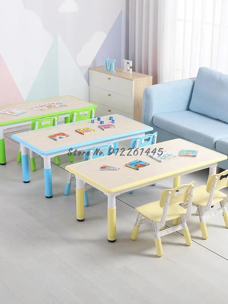 Подъемный стол для детского сада, детский пластиковый стол и стул, Детский стол для рисования, детский домашний обучающий стол и стул 1