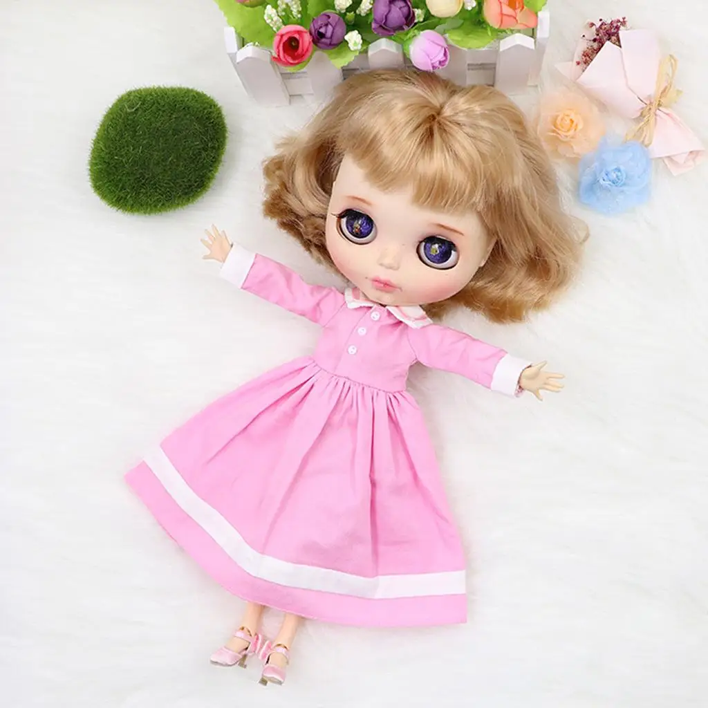 Красивое кукольное платье с длинной юбкой и чулками /6 Аксессуаров для кукольной одежды