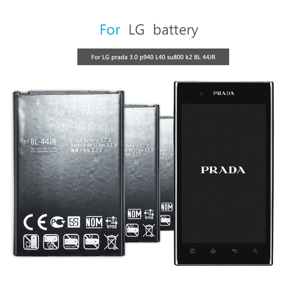 Аккумулятор мобильного телефона BL-44JR Для LG P940/3.0 K2 SU540 SU800 D160 L40 Сменный Аккумулятор BL 44JR 1540 мАч