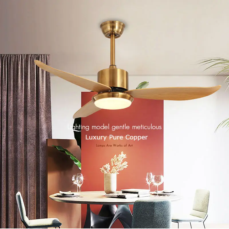 48-дюймовый Медный потолочный вентилятор, светильник для гостиной, спальни 3