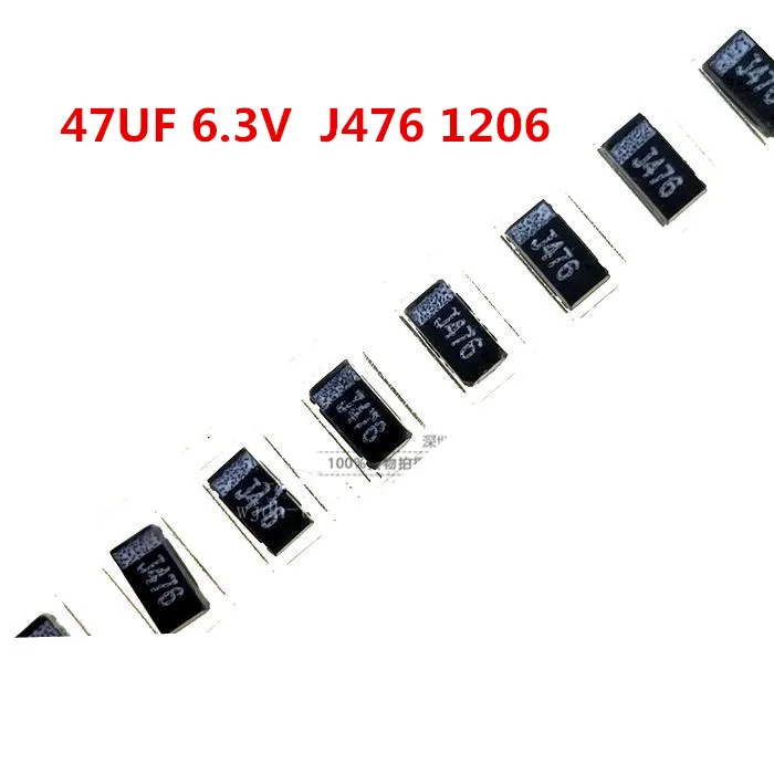 20шт Черный танталовый конденсатор с чипом NEC 47 МКФ 6,3 В Тип A J476 1206