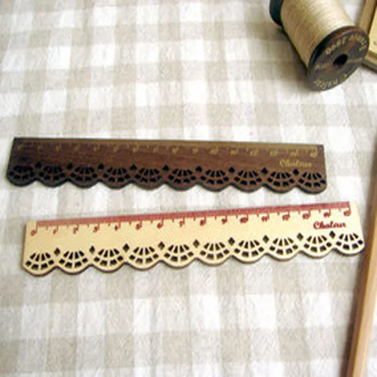 3шт zakka crafts, винтажная милая кружевная деревянная линейка, канцелярская линейка для студентов, деревянная линейка