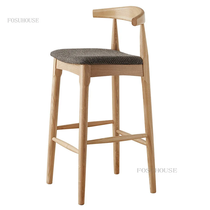 Минималистичный Натуральный Обеденный барный стул с деревянной спинкой, Высокий Табурет для островной стойки, Роскошный Дизайн кухонной мебели Taburete Alto для дома 1