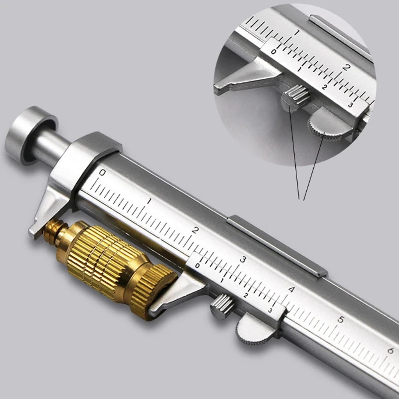 Ручка с штангенциркулем 2шт, черная гелевая шариковая ручка 1,0 мм, многофункциональная измерительная линейка, портативная для индивидуального использования 2