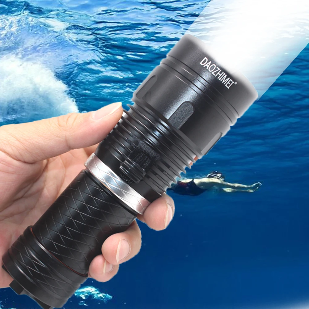 100-метровый Подводный фонарик для дайвинга XML-L2, портативный Водонепроницаемый кемпинговый фонарь 18650 или 26650, фонарь для дайвинга, рыболовная лампа, факел